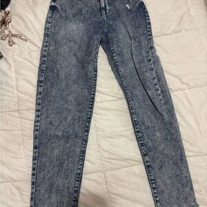 SO Women's Blue Acid Wash Straight Leg Jeans